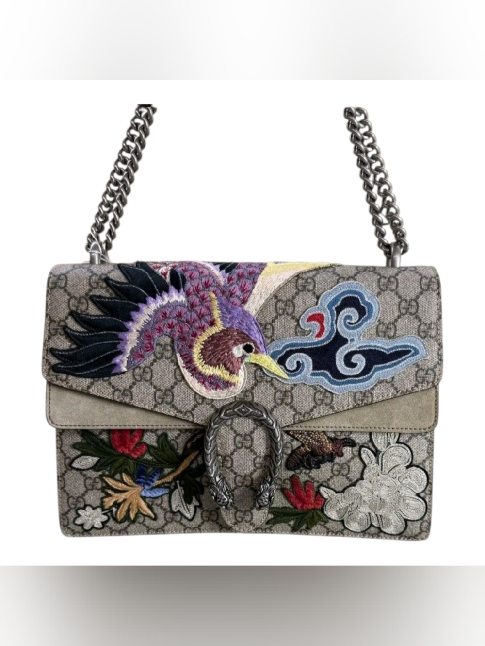 Gucci Dionysus Embroidered GG Supreme Shoulder Bag in Beige Taupe - Picture 1 of 15